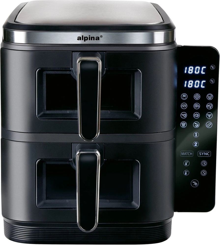 „Alpina“ oro gruzdintuvė be riebalų „Alpina XXL“ 11 l, 2800 W, dviejų kamerų