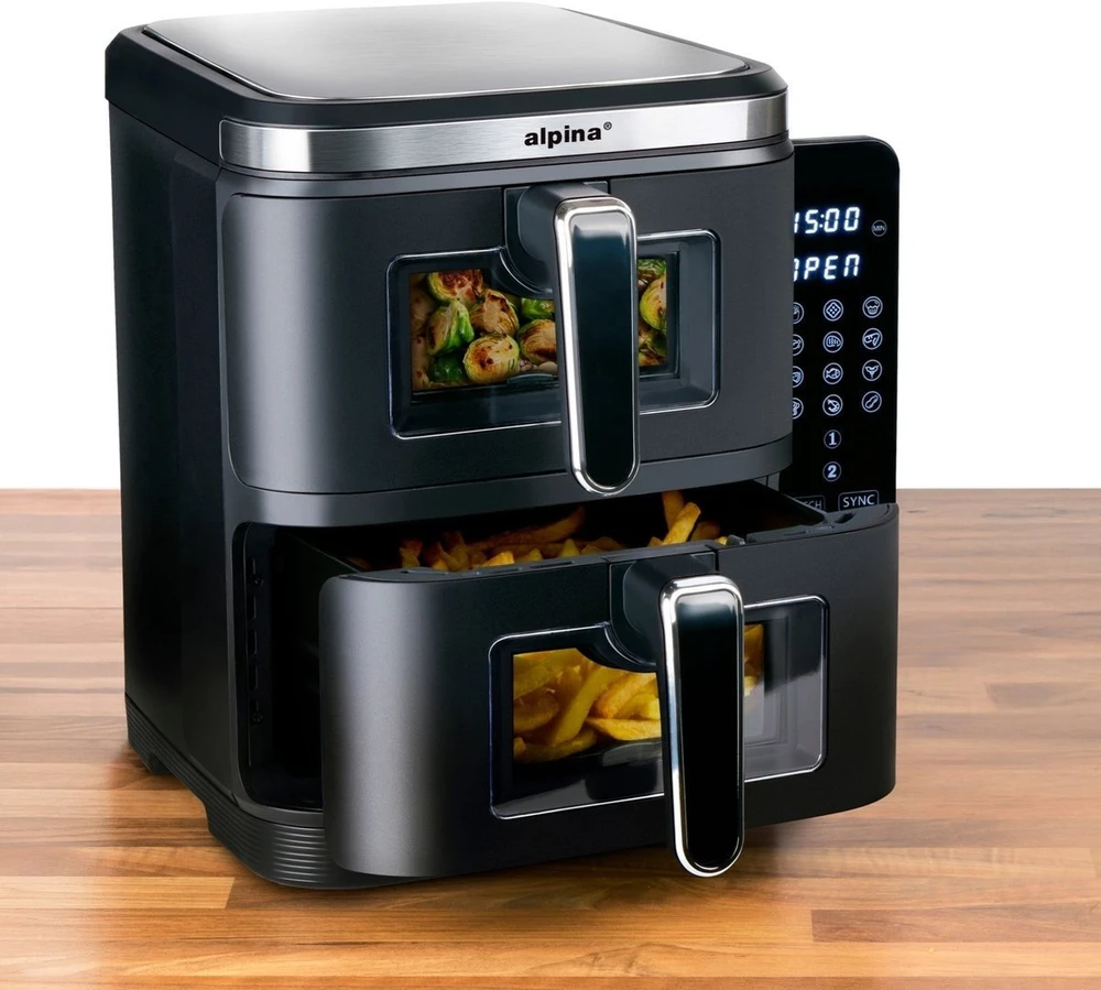 „Alpina“ oro gruzdintuvė be riebalų „Alpina XXL“ 11 l, 2800 W, dviejų kamerų