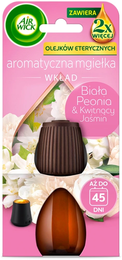 Air Wick Air Wick Aroma Mist Purškiklis su eteriniais aliejais papildymas Baltoji bijūnė & Žydintis jazminas 20ml