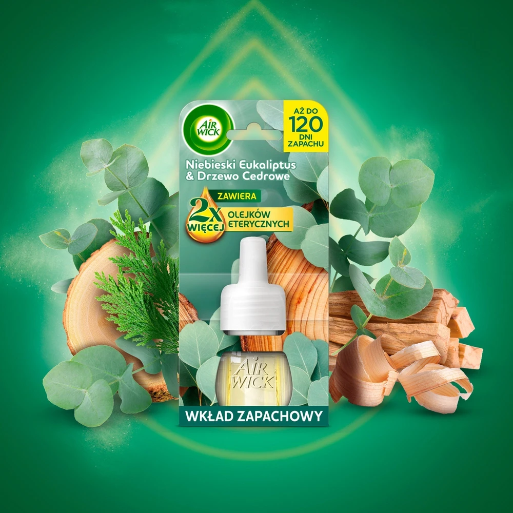 Dėklas AIR WICK Essential Oils Kasetė do elektrycznego odświeżacza powietrza Mėlyna Eukaliptus i Drzewo Cedrowe 19 ml