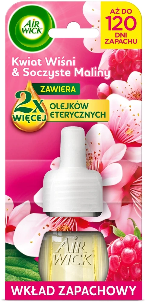 Dėklas AIR WICK Essential Oils Kasetė do elektrycznego odświeżacza powietrza Kwiat Wiśni i Soczyste Maliny 19 ml