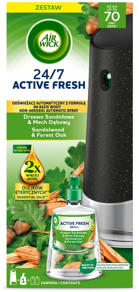 Air Wick KOMPLET ACTIVE FRESH DRZEWO SANDAŁOWE & MECH DĘBOWY 228ML