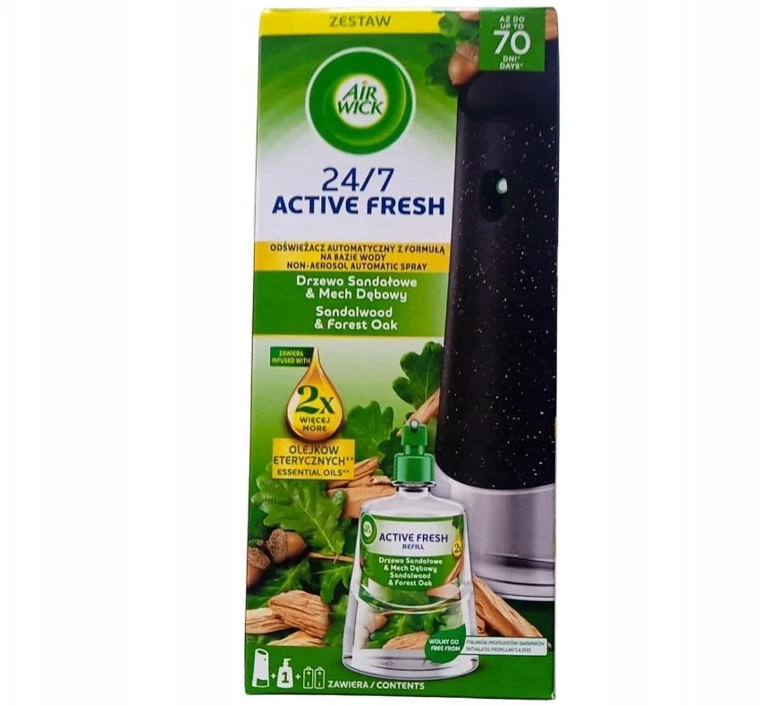 Air Wick KOMPLET ACTIVE FRESH DRZEWO SANDAŁOWE & MECH DĘBOWY 228ML
