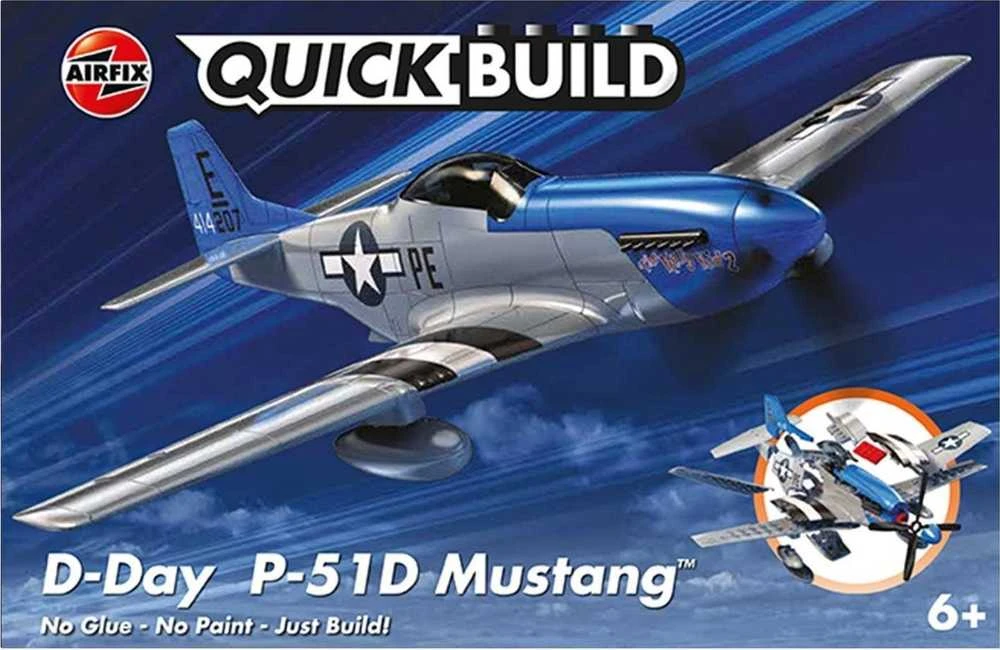 Airfix QUICKBUILD P-51D Mustang D-Day – surenkamas konstruktorius be klijų
