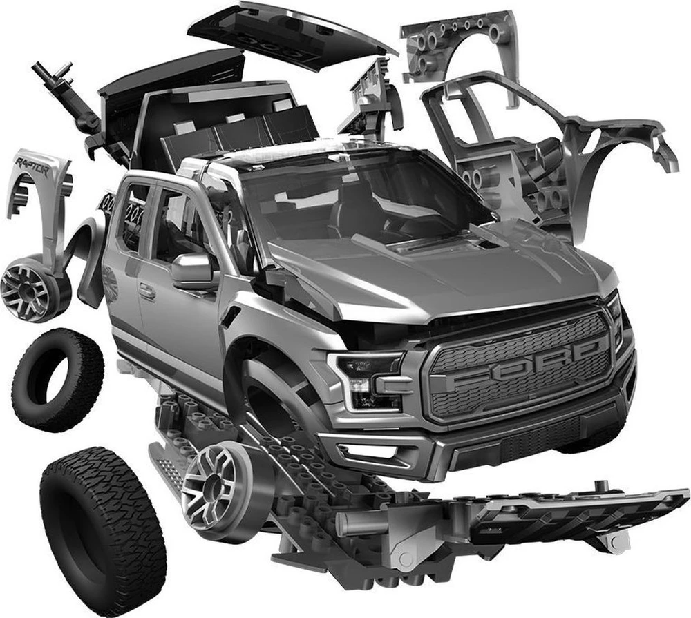 Airfix QUICKBUILD Ford F-150 Raptor pilkas – be klijų konstruktorius (J6053)