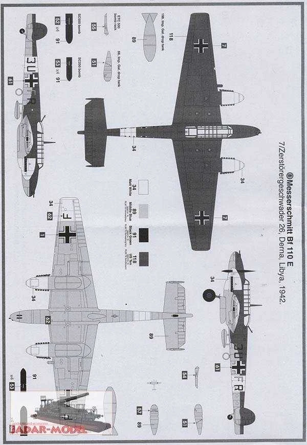 Airfix Messerschmitt Bf 110E/E-2 TROP 1:72 plastikinis modelis