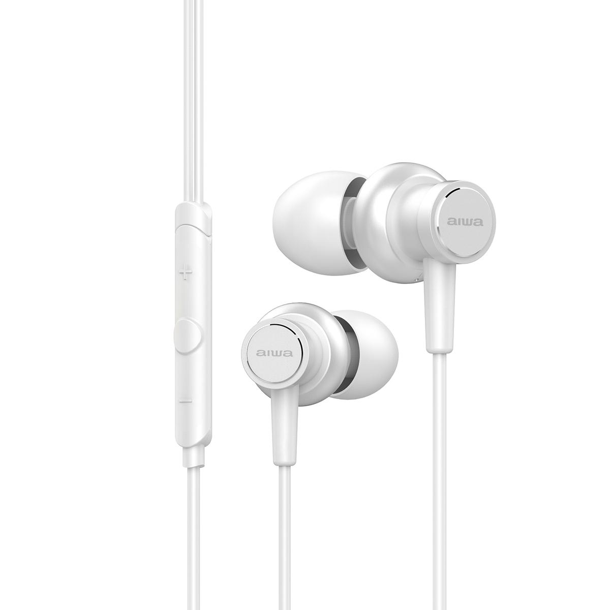 AWA Aiwa ESTM-500WT Ausinės be mikrofono ir ausinės su mikrofonu Laisvų rankų įranga Vielinis Įkišamos į ausį Skambučiai / muzika Balta