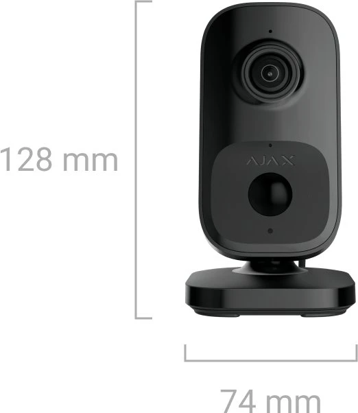 Ajax IndoorCam 111567.303.BL1 (juoda, 4MP, Wi-Fi 2.4GHz, 8m IR, HDR, AI, IP20)