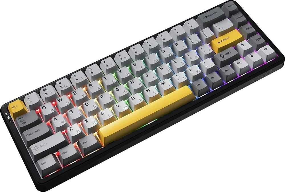 Klaviatūra mechaninė belaidė Ajazz AK680 MAX (8+8K) Magnetic Switch Juodas Gray Geltona RGB