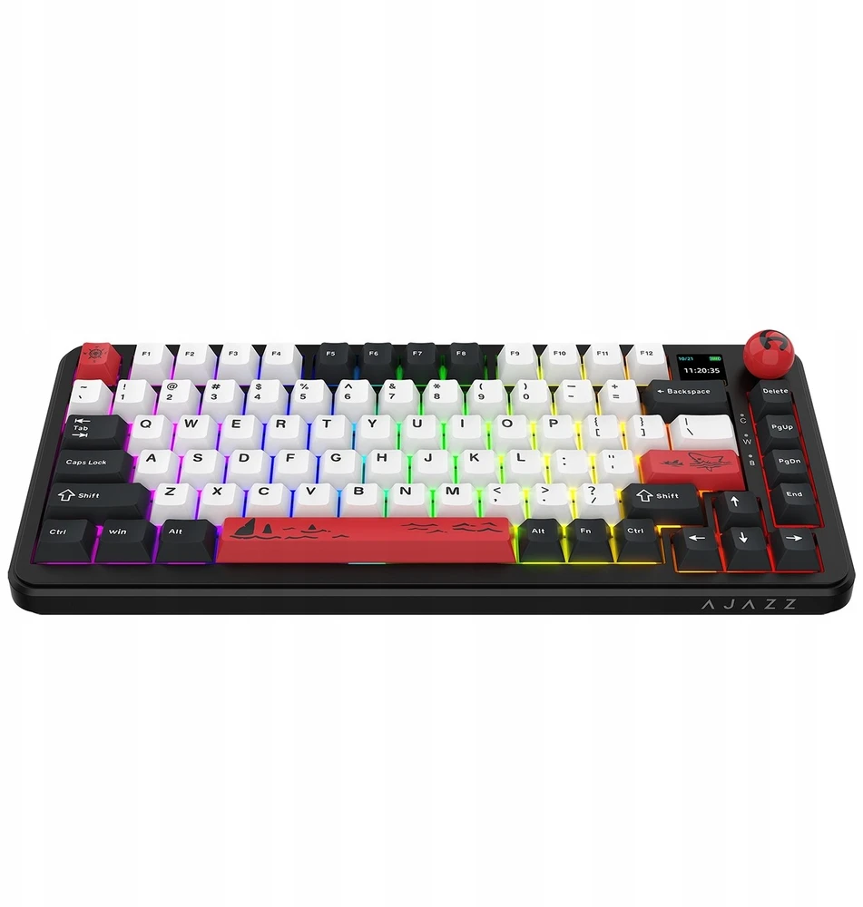 Klaviatūra mechaninė belaidė Ajazz AK820 MAX PLUS Avocado Switch Juodas Gray su ekranem