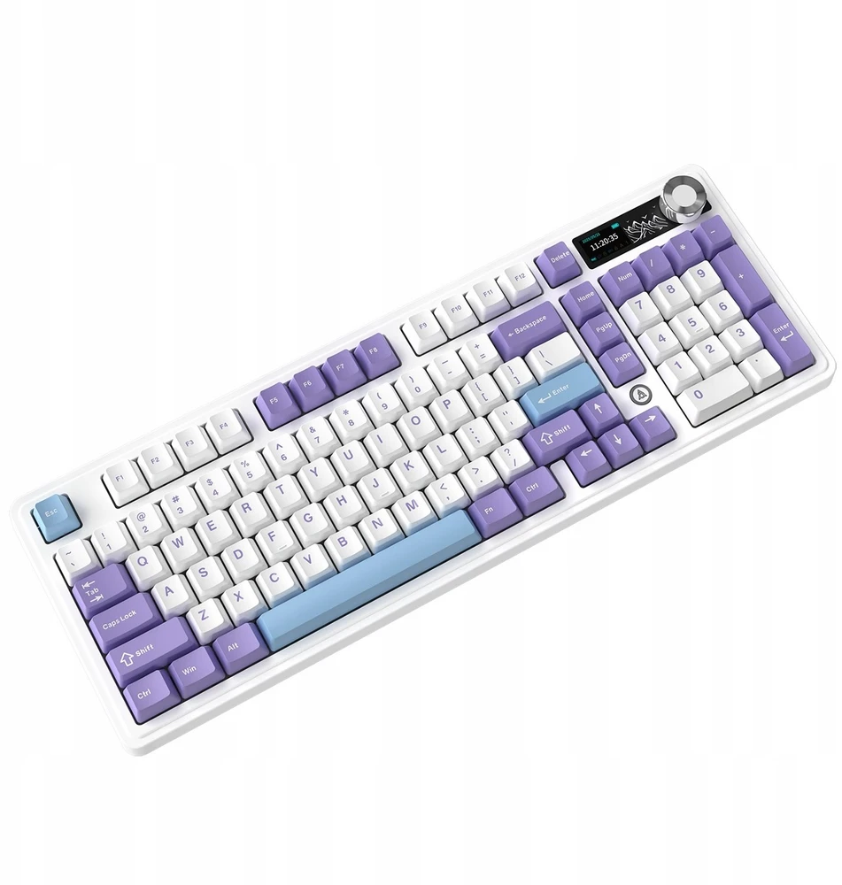Mėlyna Klaviatūra mechaninė belaidė Ajazz AK980 V2 Gift Switch V2 Violetinė Baltas Mėlyna su ekranem
