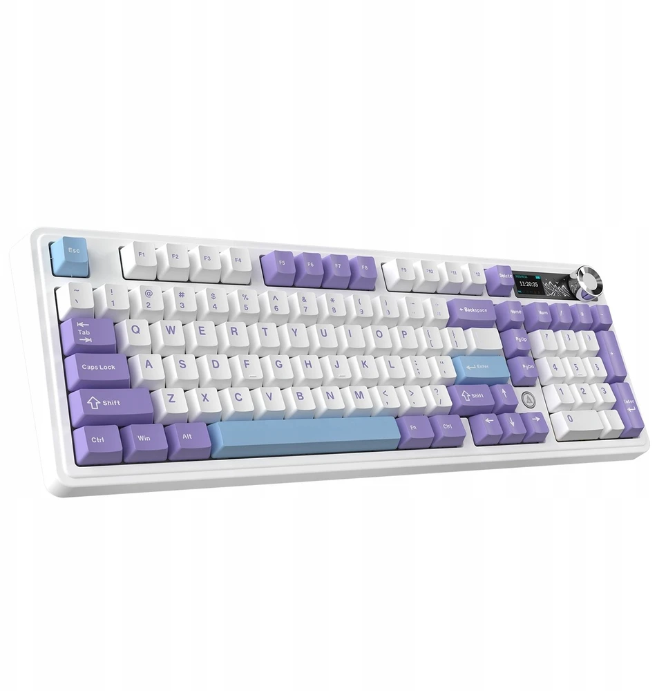 Mėlyna Klaviatūra mechaninė belaidė Ajazz AK980 V2 Gift Switch V2 Violetinė Baltas Mėlyna su ekranem