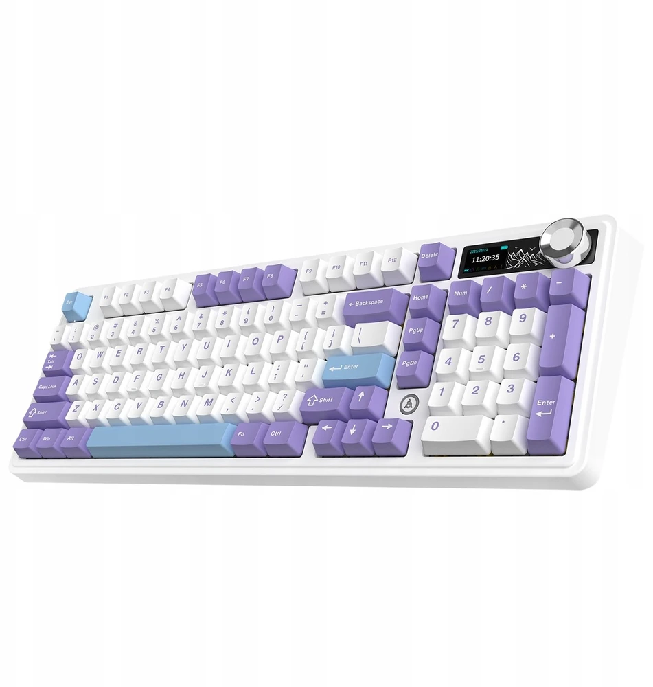 Mėlyna Klaviatūra mechaninė belaidė Ajazz AK980 V2 Gift Switch V2 Violetinė Baltas Mėlyna su ekranem