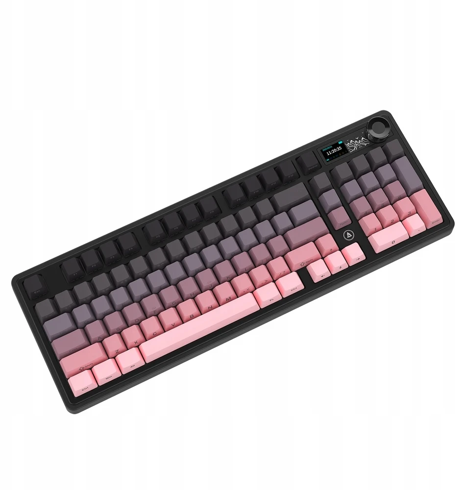 Rožinė Klaviatūra mechaninė belaidė Ajazz AK980 V2 Gift Switch V2 Gradient Rožinė su ekranem