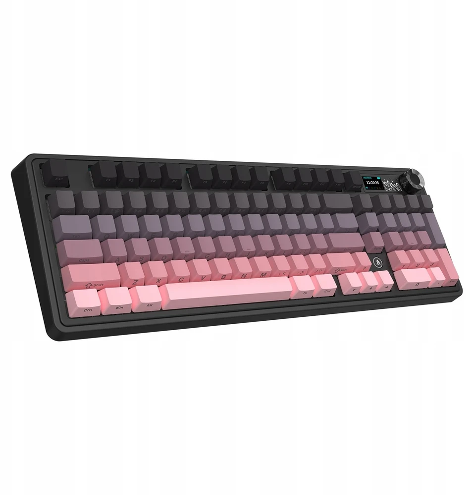 Rožinė Klaviatūra mechaninė belaidė Ajazz AK980 V2 Gift Switch V2 Gradient Rožinė su ekranem