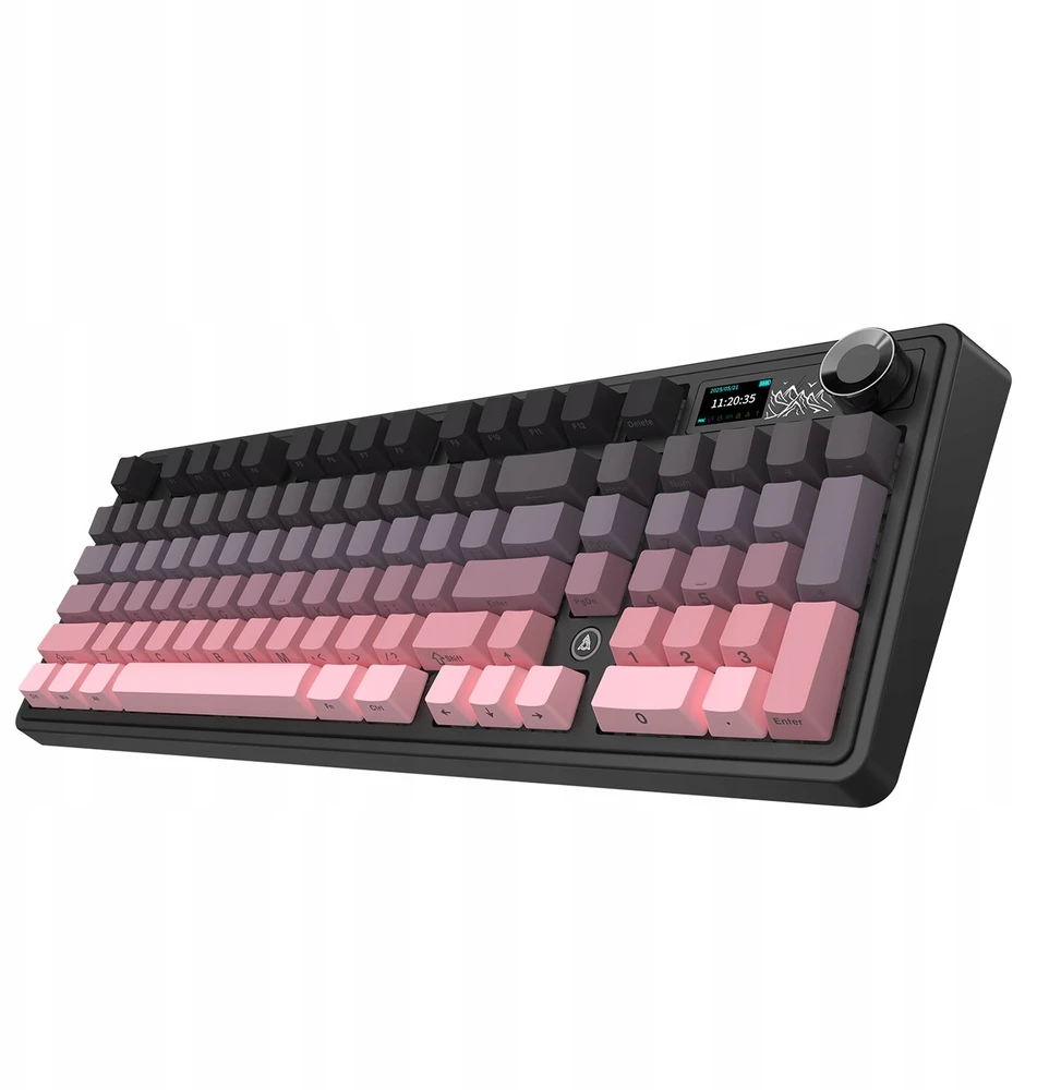 Rožinė Klaviatūra mechaninė belaidė Ajazz AK980 V2 Gift Switch V2 Gradient Rožinė su ekranem