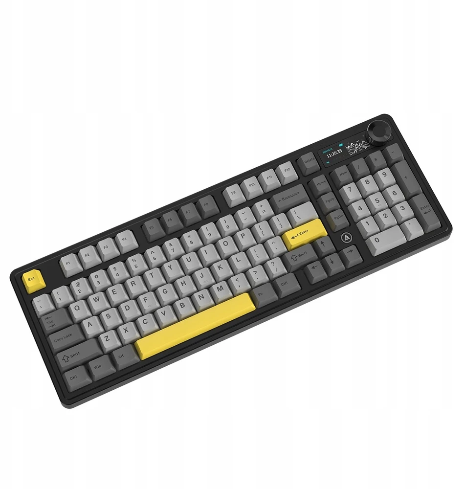 Klaviatūra mechaninė belaidė Ajazz AK980 V2 Gift Switch V2 Juodas Gray Geltona su ekranem