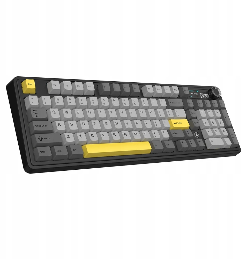 Klaviatūra mechaninė belaidė Ajazz AK980 V2 Gift Switch V2 Juodas Gray Geltona su ekranem