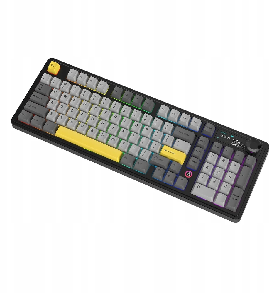 Klaviatūra mechaninė belaidė Ajazz AK980 V2 Gift Switch V2 Juodas Gray Geltona su ekranem