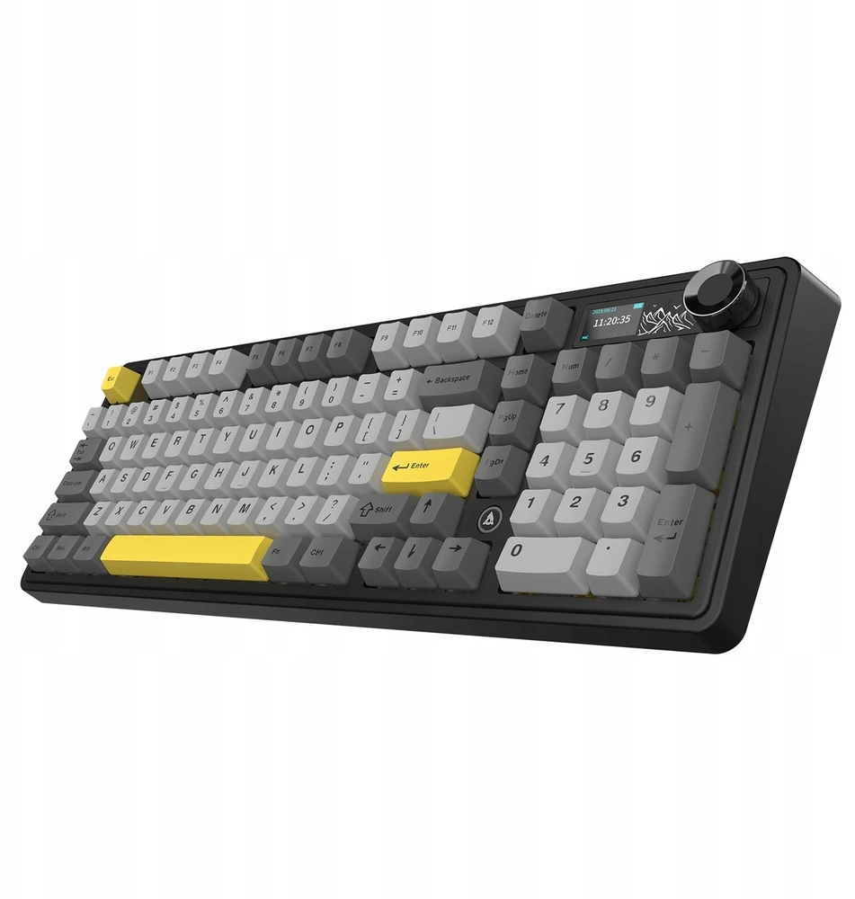 Klaviatūra mechaninė belaidė Ajazz AK980 V2 Gift Switch V2 Juodas Gray Geltona su ekranem