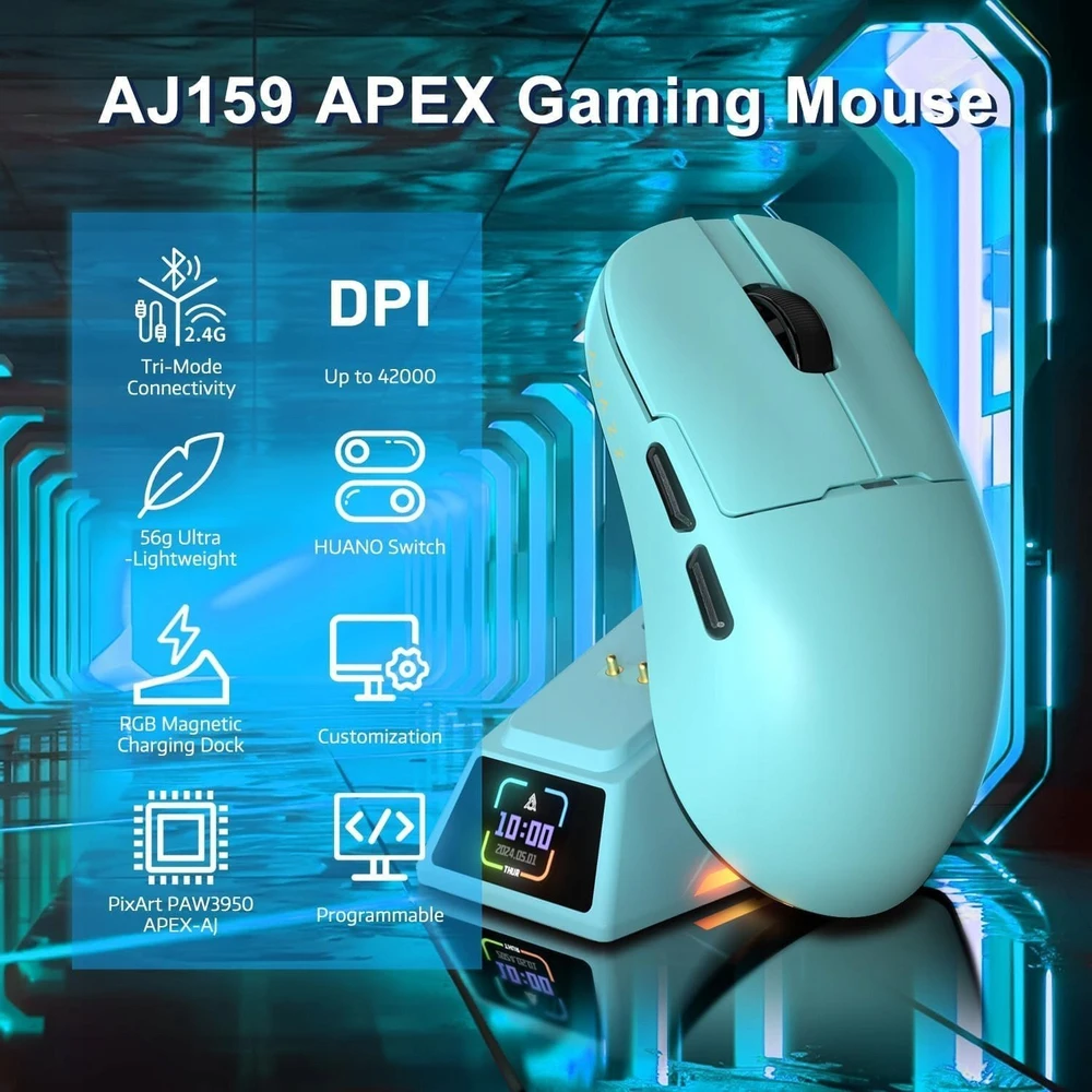 „Ajazz AJ159 APEX 3950-8K“ belaidė pelė su prijungimo stotele