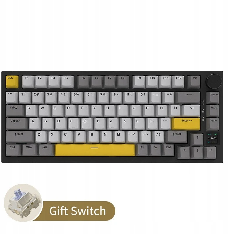Klaviatūra mechaninė belaidė Ajazz AK820 Pro Gift Switch Juodas Gray Geltona RGB