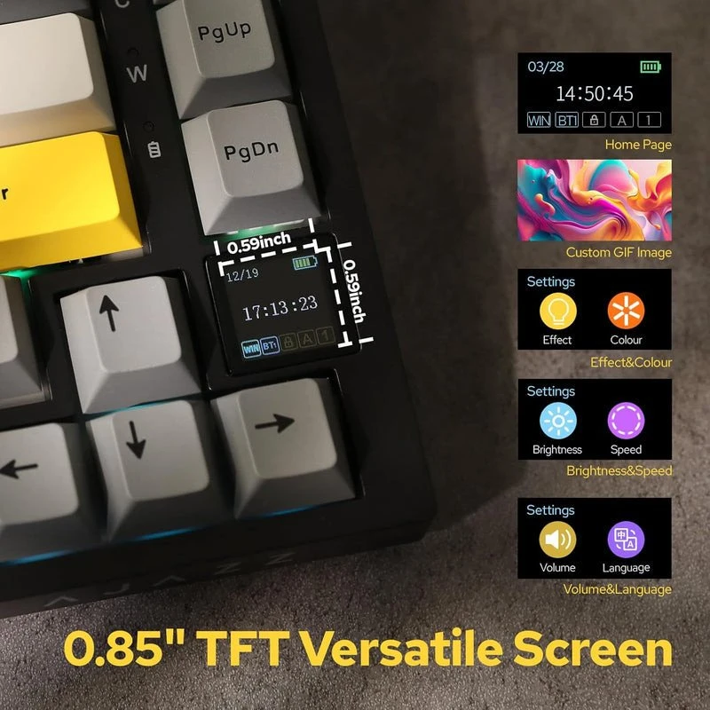 Klaviatūra Ajazz Juodas pilkas Gelton RGB AK820 Pro Flying Fish Switch belaidis mechaninis klaviatūros jungiklis