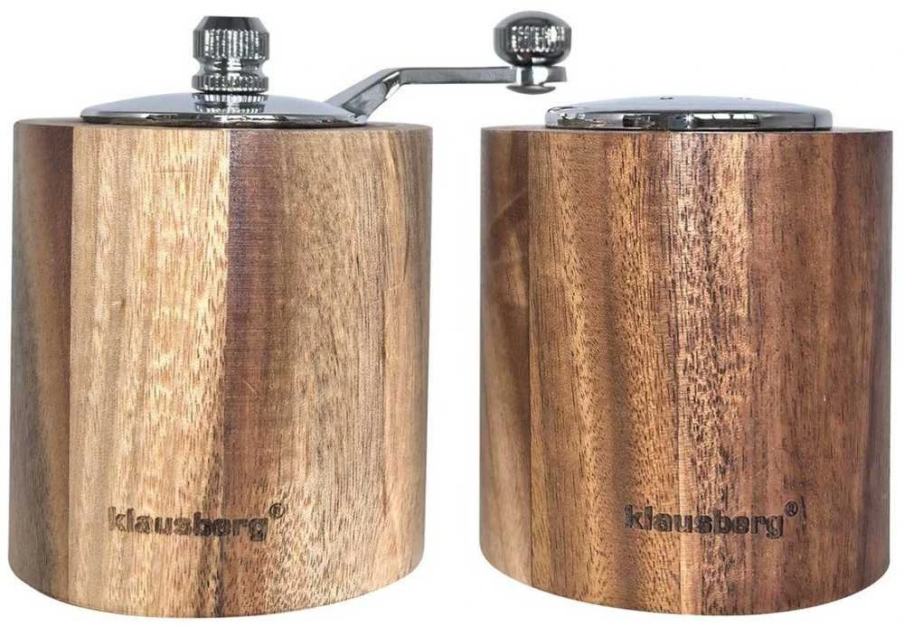 Młynek Pipirų malūnėlis su druskine - rinkinys, akacijos mediena, keraminis mechanizmas, Klausberg, kb-7859