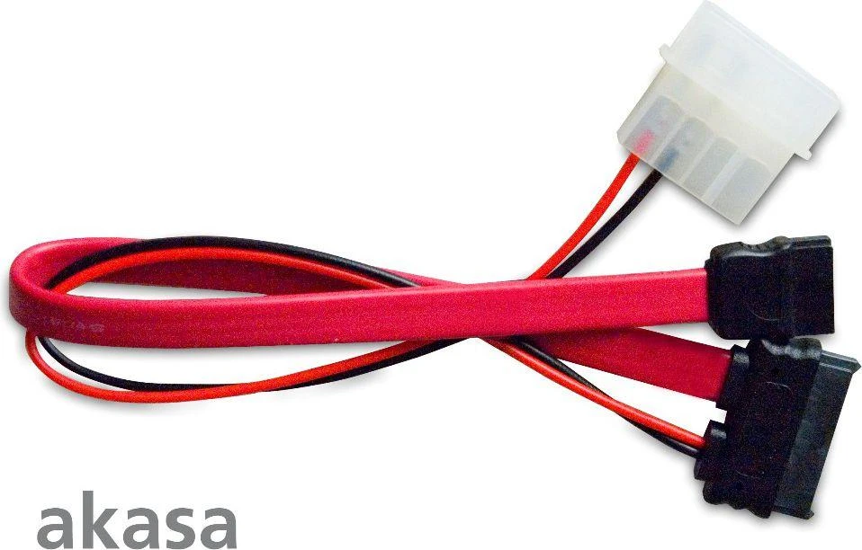 Akasa SATA 2 kombinuotas kabelis (duomenų ir maitinimo), 20 cm, raudonas