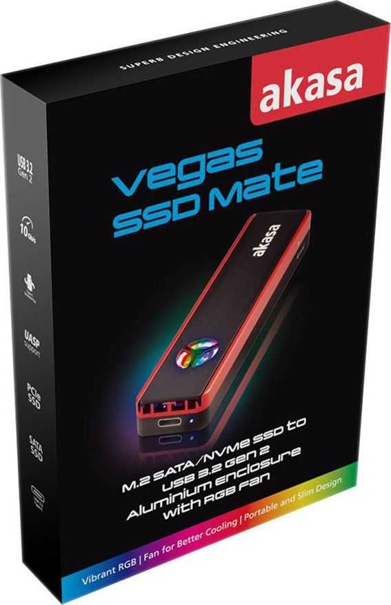 Akasa Vegas SSD Mate, M.2 SATA / NVMe SSD į USB3.2 Gen2