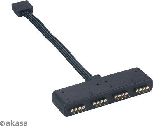 Akasa RGB LED Splitter kabelis, nuo 1 iki 4 vnt., 10cm, juodas AK-081