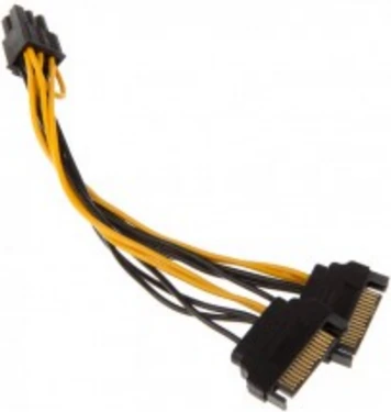 Akasa 2x 15-Pin-SATA to 1x 6-Pin-PCIe Adapteris