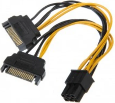 Akasa 2x 15-Pin-SATA to 1x 6-Pin-PCIe Adapteris