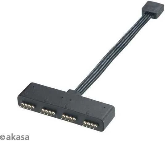 Akasa RGB LED Splitter kabelis, nuo 1 iki 4 vnt., 10cm, juodas AK-081