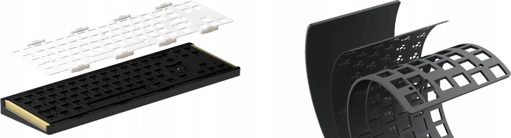 Akko MonsGeek M7 VIA Barebone Žaidimų klaviatūra, 65%, Hot-Swappable, RGB, ANSI išdėstymas – sidabro spalvos