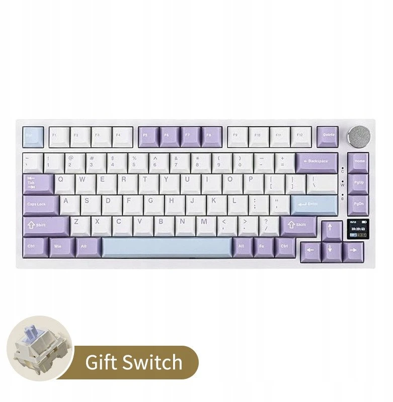 Klaviatūra mechaninė belaidė Ajazz AK820 Pro Gift Switch Violetinė Baltas Mėlyna RGB