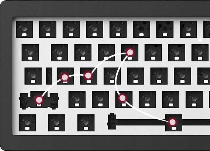 Akko MonsGeek M7 VIA Barebone žaidimų klaviatūra, 65%, Hot-Swappable, RGB, ANSI išdėstymas – juodos spalvos