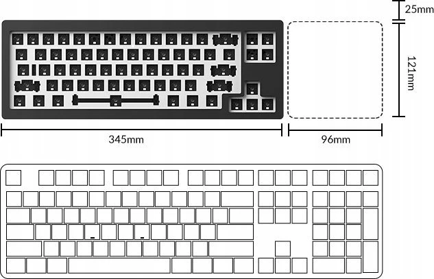 Akko MonsGeek M7 VIA Barebone žaidimų klaviatūra, 65%, Hot-Swappable, RGB, ANSI išdėstymas – juodos spalvos