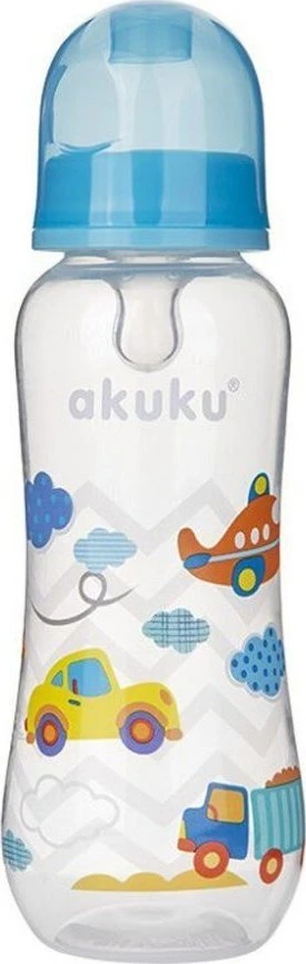 AKUKU 250 ml maitinimo buteliukas su silikoniniu žinduku, А0005, baltas