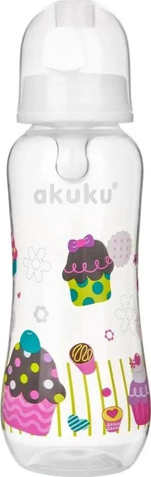 AKUKU 250 ml maitinimo buteliukas su silikoniniu žinduku, А0005, baltas