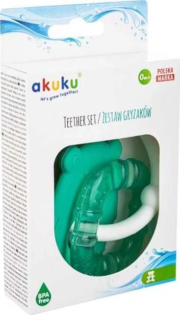Akuku silikoninių kramtukų rinkinys pakuotėje