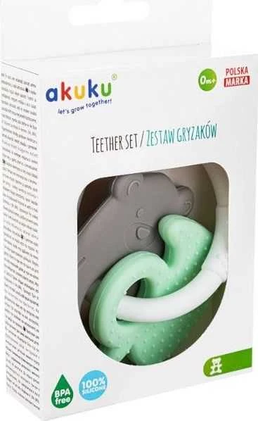 Akuku silikoninių kramtukų rinkinys pakuotėje
