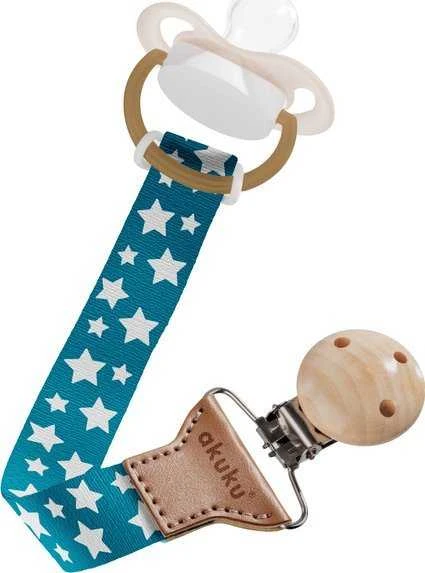 AKUKU A0584 Juostelė / pakabukas čiulptukui žvaigždėms sidabrinis