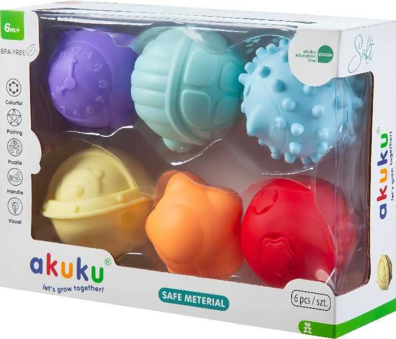 ALBIS Akuku minkšti sensoriniai kamuoliukai (6 vnt.), A0640