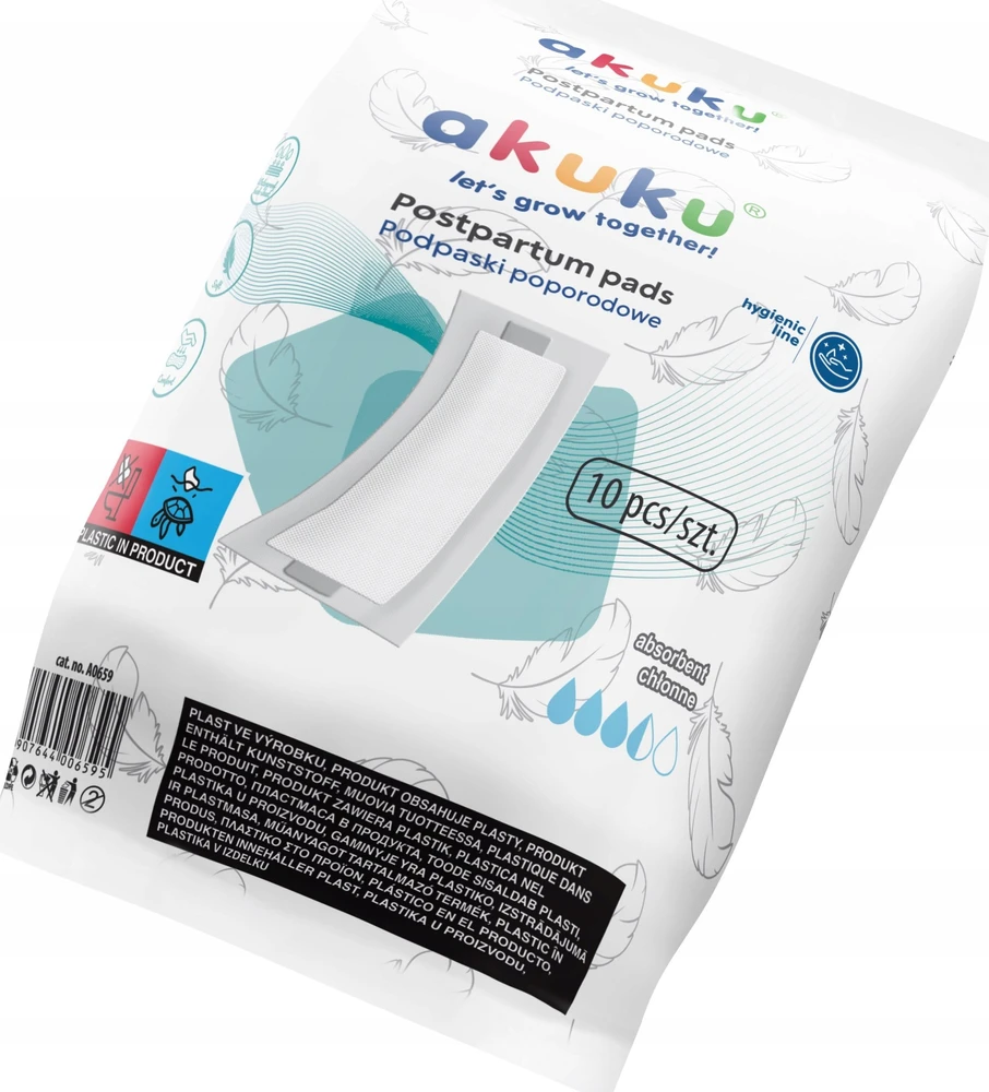 Akuku higieniniai įklotai po gimdymo, 10 vnt., A0659