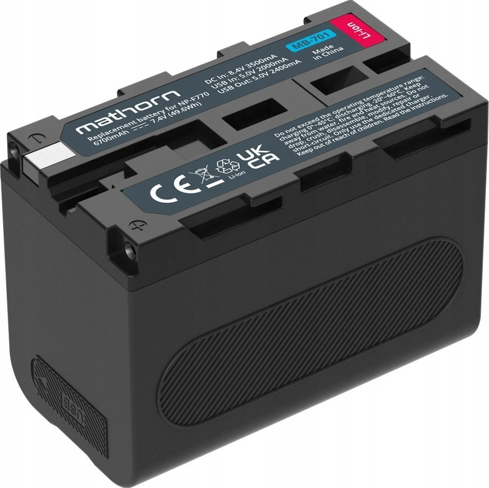 Akumulatorius Astar Bateria Mathorn MB-701 6700mAh 50Wh USB-C LED, skirtas NP-F770