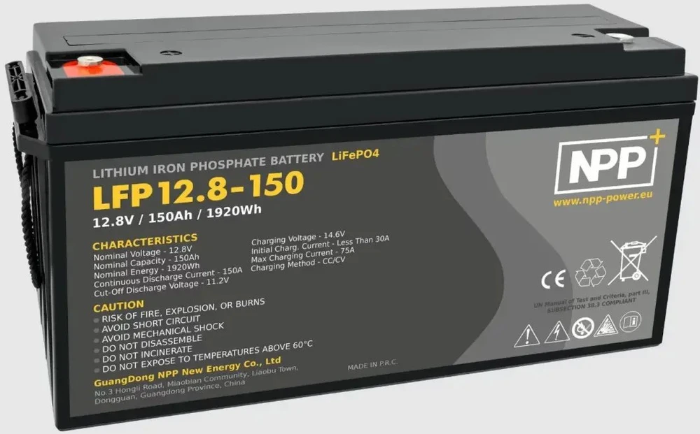 Akumuliatorius LiFePO4 12.8V 150Ah su T16 (M8) kontaktais NPP