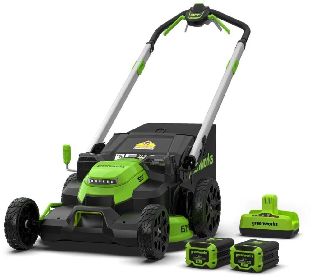 Akumuliatorinė savaeigė vejapjovė Greenworks GD60LM61K4X; 60 V; 2x4,0 Ah akum.