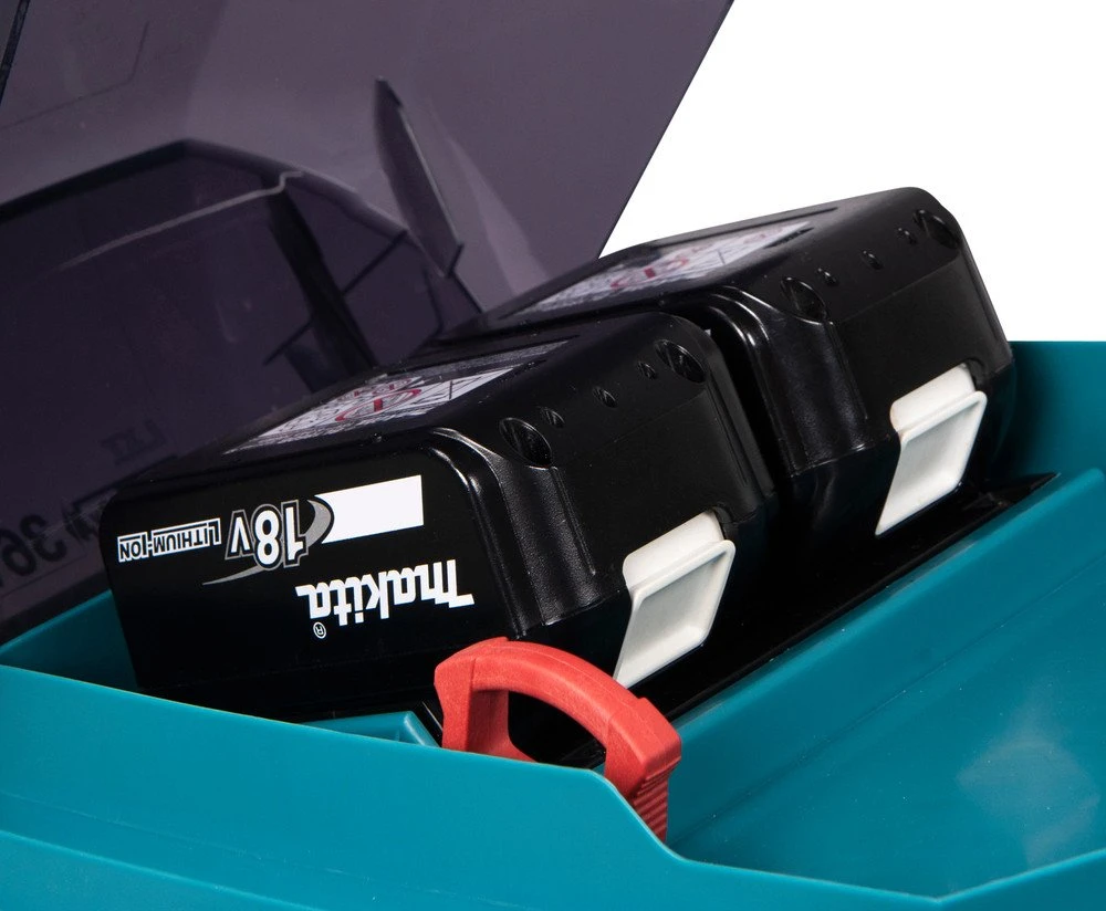 Makita DLM481Z akumuliatorinė vejapjovė 2x18V, 48cm, savaeigė, 4 viename (pjovimas/rinkimas/mulčiavimas/galinis išmetimas), 27,1kg, plastikinis korpusas, be akumuliatorinio ir krovinio