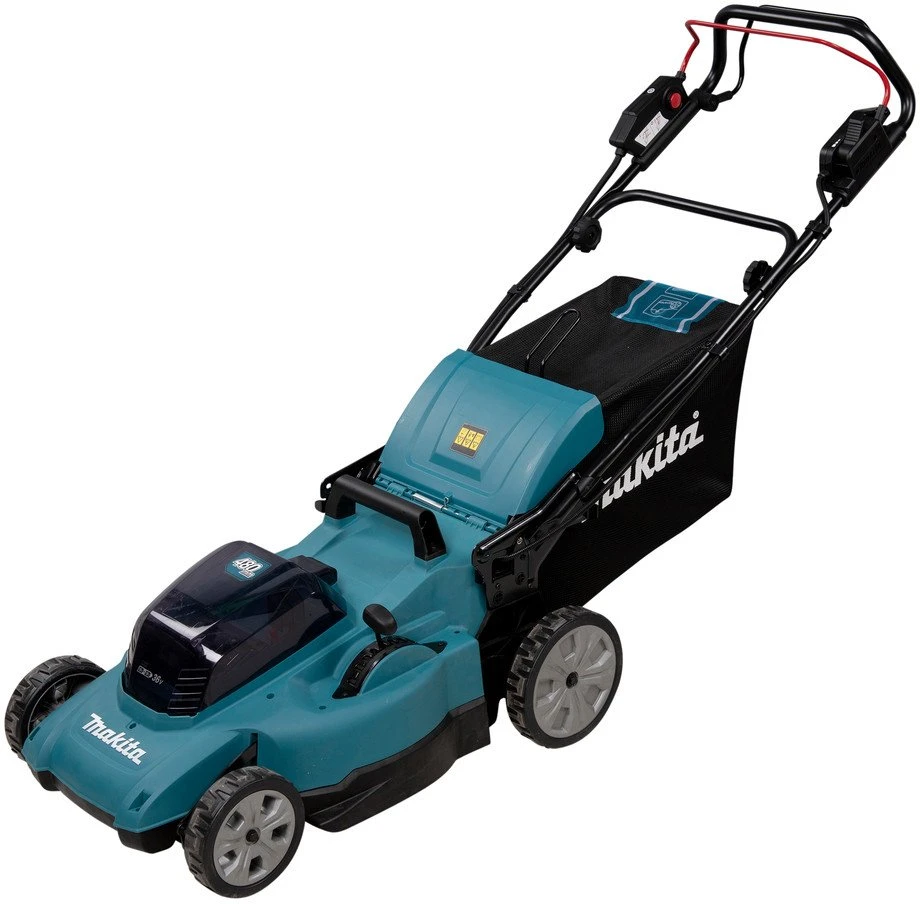 Makita DLM481Z akumuliatorinė vejapjovė 2x18V, 48cm, savaeigė, 4 viename (pjovimas/rinkimas/mulčiavimas/galinis išmetimas), 27,1kg, plastikinis korpusas, be akumuliatorinio ir krovinio